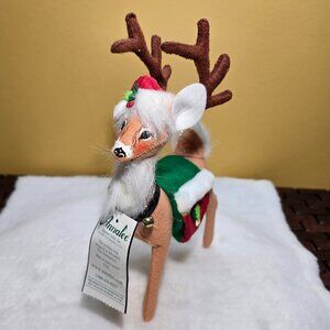 NWT Annalee 8in Classic Reindeer Item #450409 Santa Hat and Silver Ringing Bells